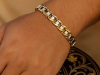 14k Two-Tone Gold Mens Bracelet with S Style Bar Links (7.85 mm)
