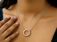 14K Yellow Gold Diamon Oro Circle Necklace