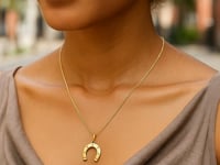 14K Yellow Gold Necklace with Horseshoe