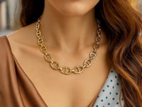 14k Yellow Gold High Polish Oval Mariner Link Necklace (13.8mm)