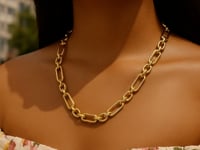 14k Yellow Gold Italian Alternating Paperclip Oval Links Chain Necklace