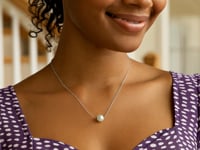 14k White Gold Pearl Solitaire Necklace