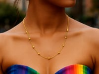 14K Yellow Gold Adjustable Bead Link Necklace