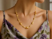 Adjustable Puff Pebble Necklace in 14K Yellow Gold