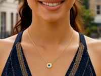 14k Yellow Gold MOP Evil Eye Necklace