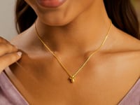 14K Yellow Gold Puffed Mini Cross Pendant Necklace