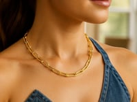 Long Domed Paperclip Necklace in 14K Yellow Gold (4.80 mm)