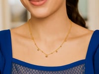14k Yellow Gold High Polish Beaded Stations Necklace