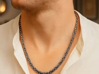 Sterling Silver Gunmetal Finish Byzantine Chain Necklace