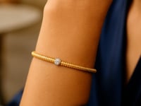 14k Yellow Gold Stretch Bangle with Diamonds (3.00 mm)