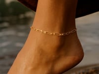 14k Yellow Gold Alternating Paperclip Anklet (2.8mm)