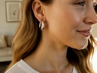 Sterling Silver Sculptural Crescent Hoop Earrings