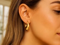 Sterling Silver Yellow Gold Plated Sculptural Crescent Hoop Earrings