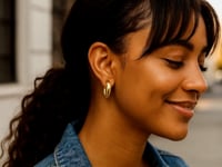 Sterling Silver Yellow Gold Plated Round Hoop Earrings