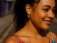 Sterling Silver Yellow Gold Plated Triple Door Knocker Hoop Earrings