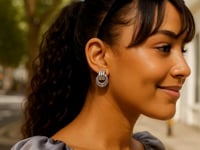 Sterling Silver Triple Door Knocker Hoop Earrings