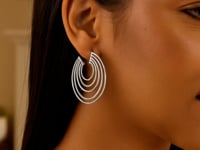 Sterling Silver Diamond Cut and Polished Five Row Hoop Earrings