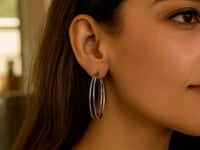 Sterling Silver Double Row Split Skinny Hoop Earrings