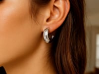 Sterling Silver Half Moon Hoop Earrings