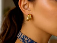 Sterling Silver Yellow Gold Plated Double Row Big and Small Hoop Earrings