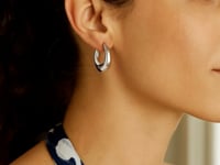 Sterling Silver Medium Graduated Hoop Earrings