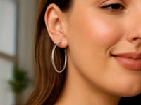 Sterling Silver Round Tube C Hoop Earrings