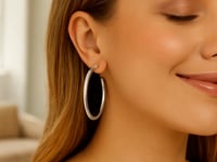 Sterling Silver Round Tube C Hoop Earrings
