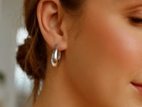 Sterling Silver Puffed Graduated Hoop Earrings