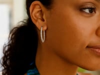 Sterling Silver Small Bead Hoop Earrings