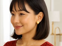 Sterling Silver Yellow Gold Plated Puffed Large Heart Stud Earrings