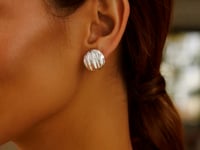 Sterling Silver Sculpted Domed Disc Stud Earrings