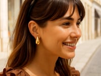 Sterling Silver Yellow Gold Plated Puffed Teardrop Earrings