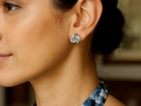 Sterling Silver Puffed Love Knot Stud Earrings