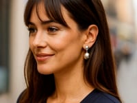 Sterling Silver Rhodium Plated Puffed Round Double Button Drop Earrings