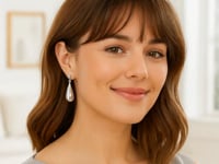 Sterling Silver Rhodium Plated Puffed Teardrop Dangle Earrings