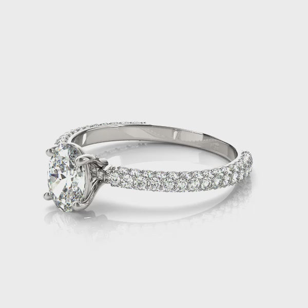 Oval Multirow Pavé Engagement Ring