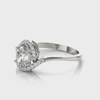 Oval Bypass Halo Engagement Ring