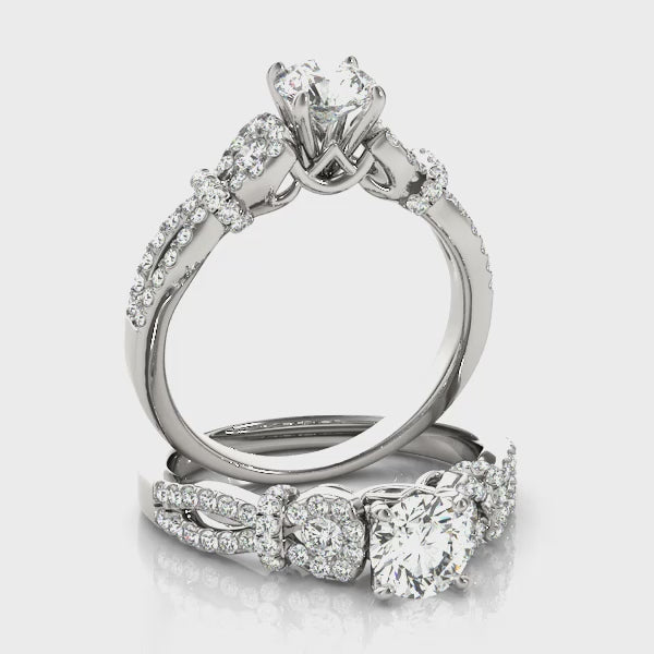 Infinity Split Shank Engagement Ring – 14KT Semi-Mount Cluster Design