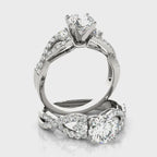 Twisted Three Stone Diamond Engagement Ring