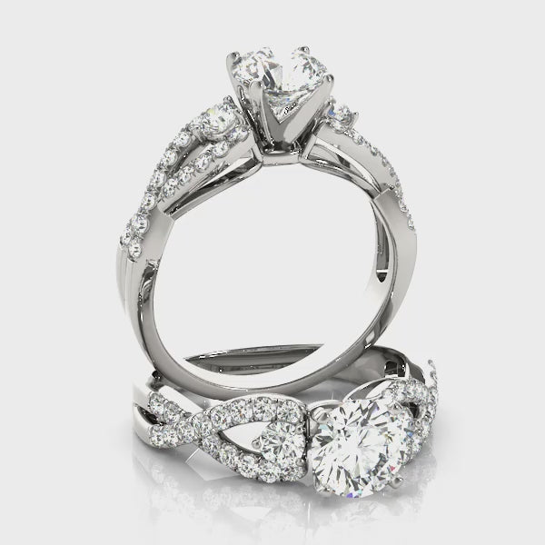 Twisted Three Stone Diamond Engagement Ring