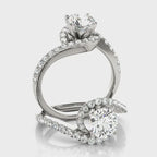 Bypass Prong Halo Diamond Engagement Ring Setting