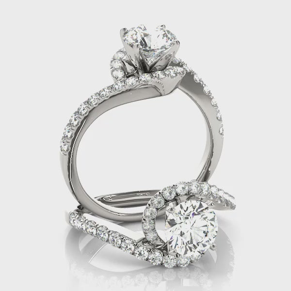 Bypass Prong Halo Diamond Engagement Ring Setting