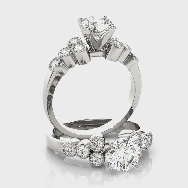 Milgrain Cluster Accent Engagement Ring