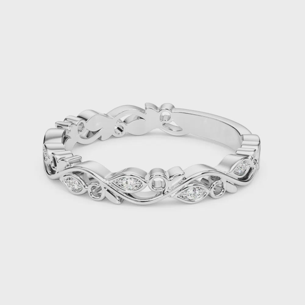 Floral Inspired Diamond Stackable Fashion Band