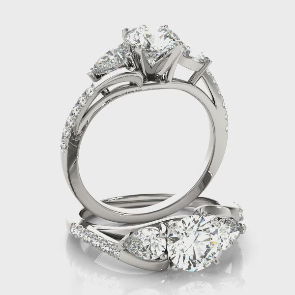 Classic Diamond Semi-Mount Engagement Ring with Side Stones