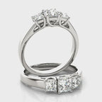 Three Stone Princess Trellis Engagement Ring