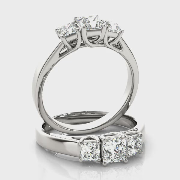 Three Stone Princess Trellis Engagement Ring