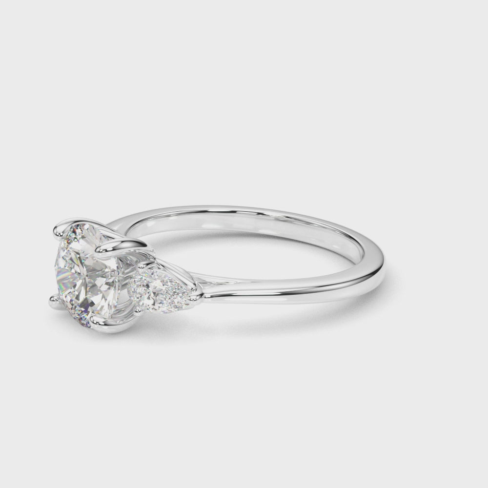 Round Diamond Three Stone Engagement Ring