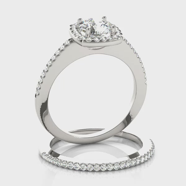 Round Single Row Halo Engagement Ring