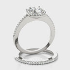 Round Single Row Halo Engagement Ring